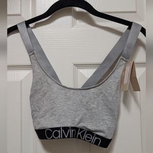Calvin Klein Womens Eco Modern Essential Cotton Bralette Bra Size Small Gray NWT